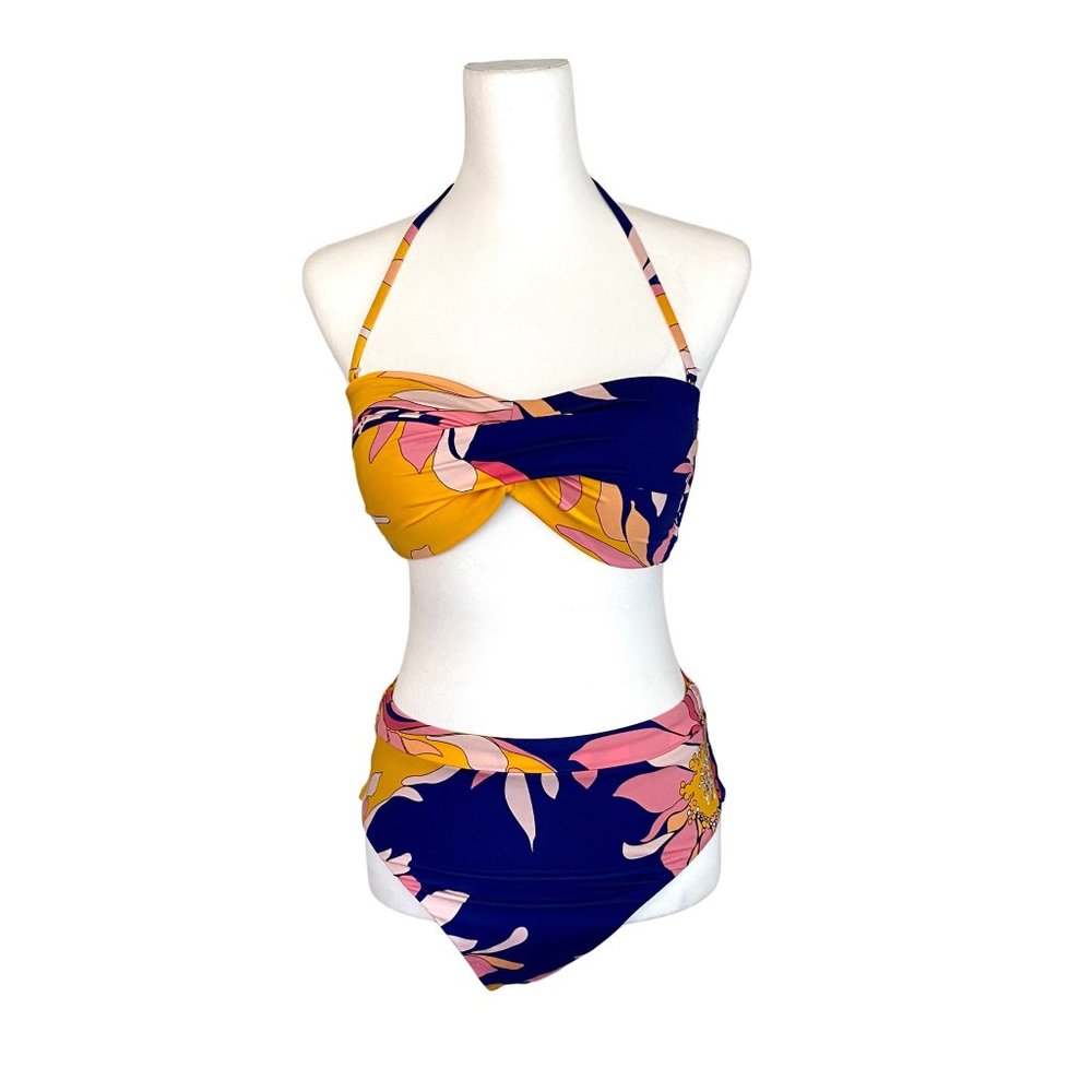 TRINA TURK 2pc SET Breeze Bandeau Bikini Top and High Waist Bikini Bottom / NWT
